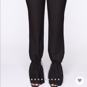 Crepe Tie Hem Pants — Grey